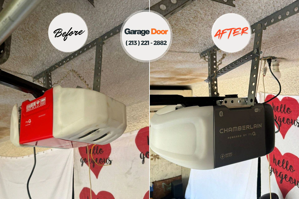 Before and after: garage door installation Elmwood, LA